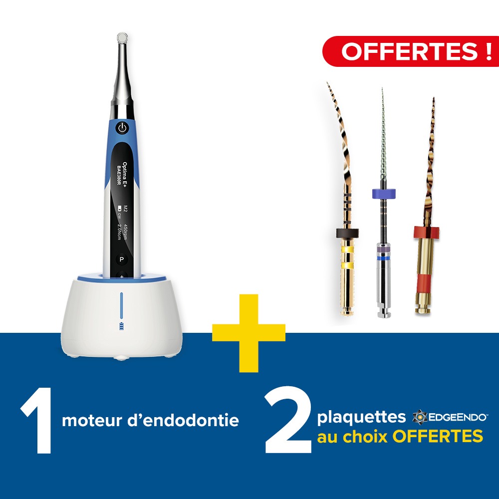 1 moteur endo optima E+BAE380R + 2 plaquettes EdgeEndo au choix offertes