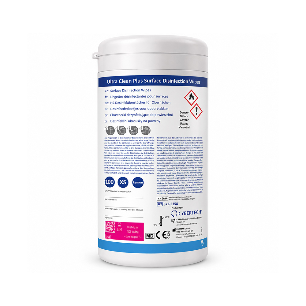 Lingettes UltraClean+ citron - boîte de 100