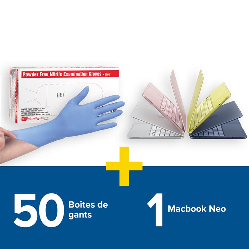 50 boîtes de gants nitrile DE + 1 MacBook Neo 256GO