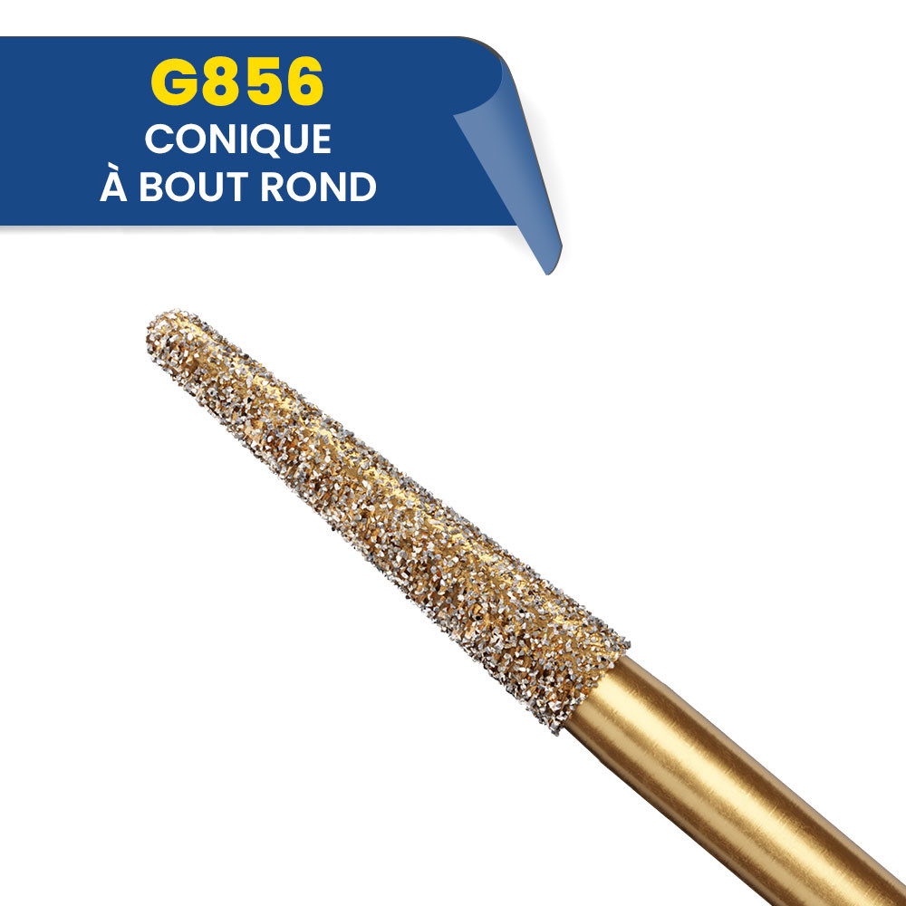 856 - Fraise diamantée conique bout rond (bte de 5)