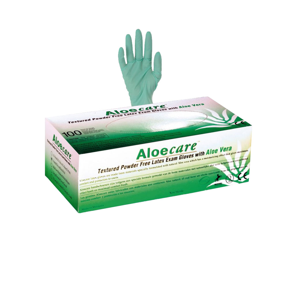Gants latex sans poudre à l'aloe