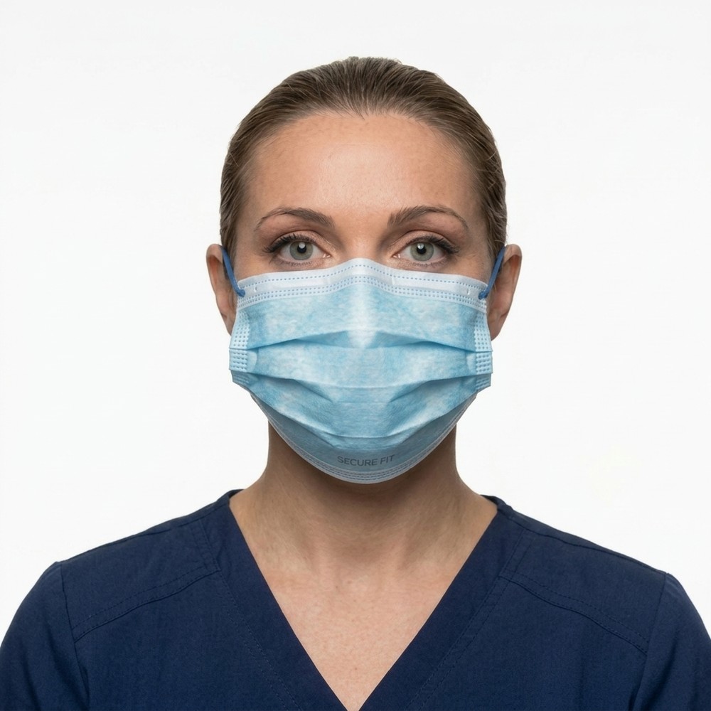 Masques procédural sans latex Crosstex bleus - boîte de 50