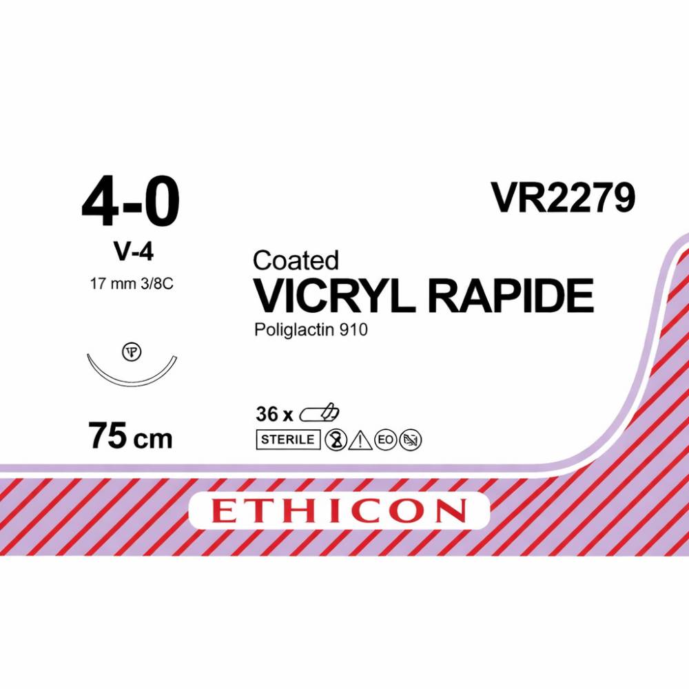 Vicryl Rapide résorbable 4-0/75cm - 17 mm (bte de 36)