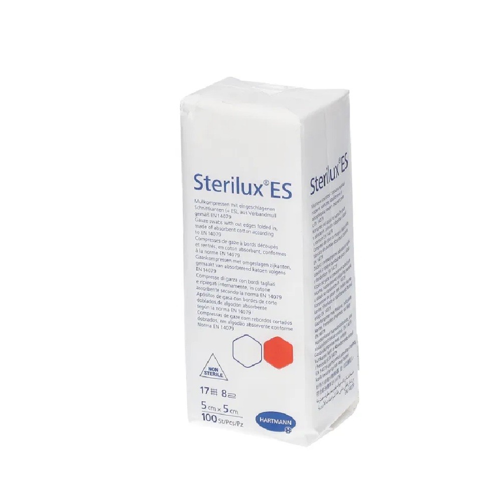Compresses de gaze tissées non stériles 8 plis 5 x 5 cm Sterilux ES - paquet de 100