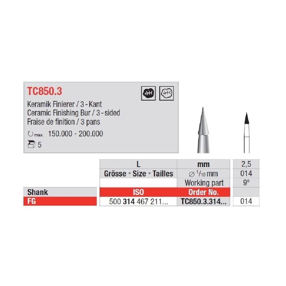 Fraises Tungstene Tc850.3 Fg     EDENTA