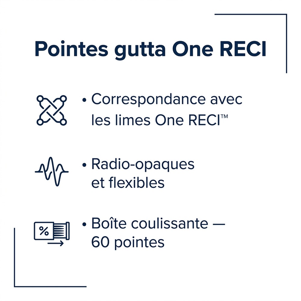 One reci guttapercha 60, adaptée aux limes de réciprocité - boîte coulissante