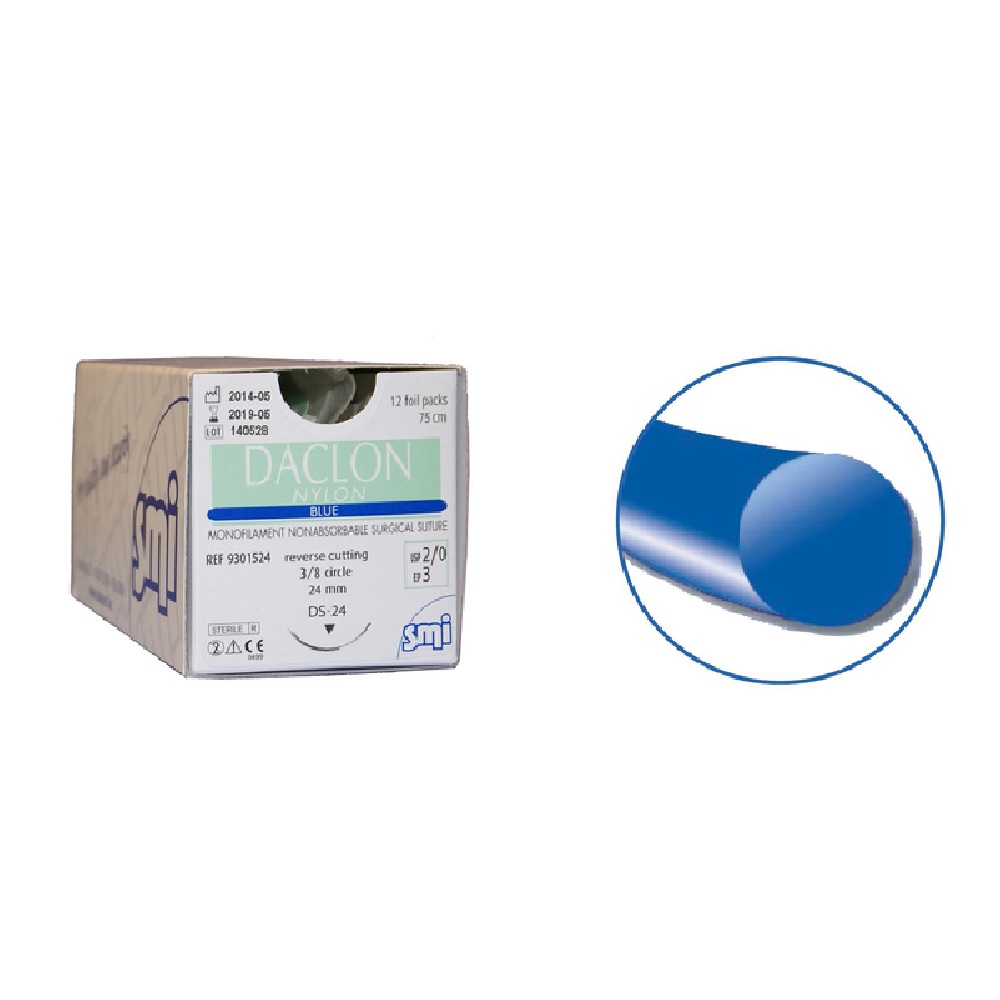 Fil Daclon Nylon 4/0 aiguille 3/8 16mm - 75cm