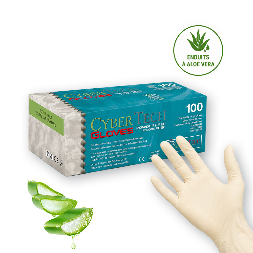 Gants non poudrés enduits à l'aloé vera - taille M (100) 