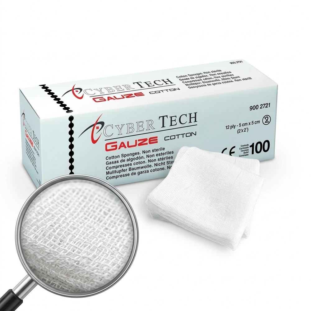 Compresses de gaze tissées non stériles 12 plis 5 x 5 cm - paquet de 100