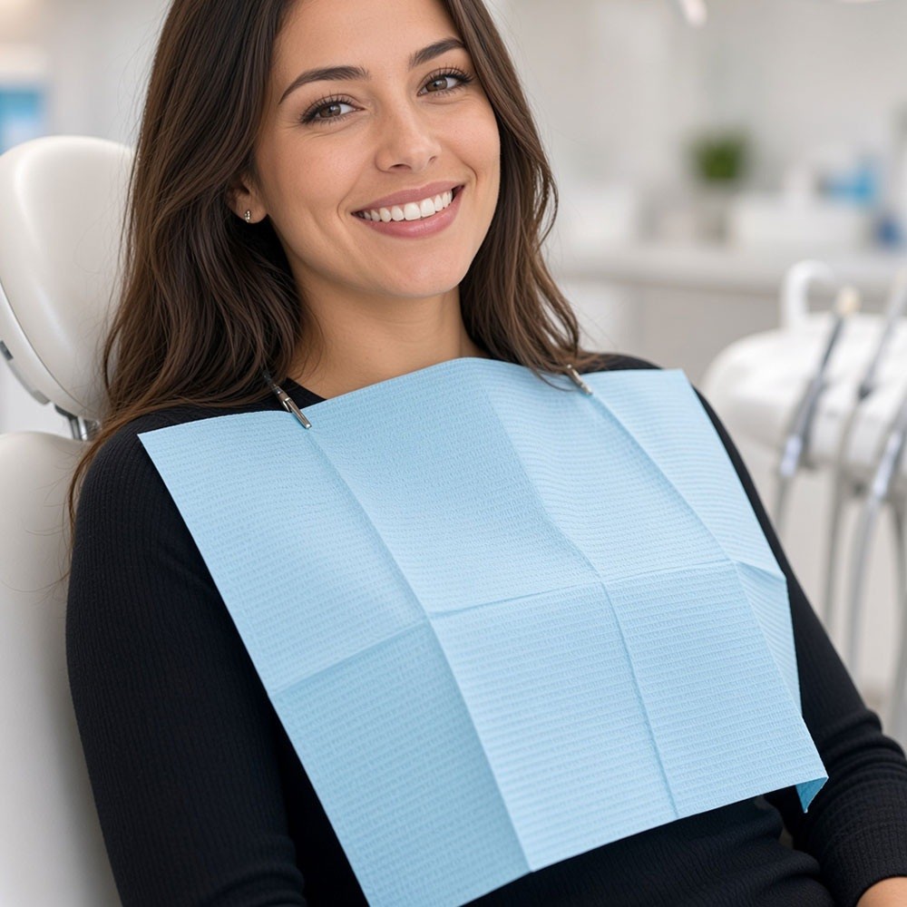 Serviettes plastifiées - bleu - colis de 500