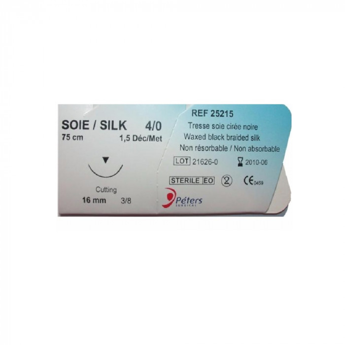 Fil Suture Soie Noire 4/0 3/8 Pt 23 Mm Fil Suture Soie Noire 4/0 3/8 Pt 23 Mm