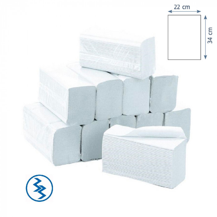 Essuie-mains pliés en M blancs 34x22 cm Essuie-mains pliés en M blancs 34x22 cm