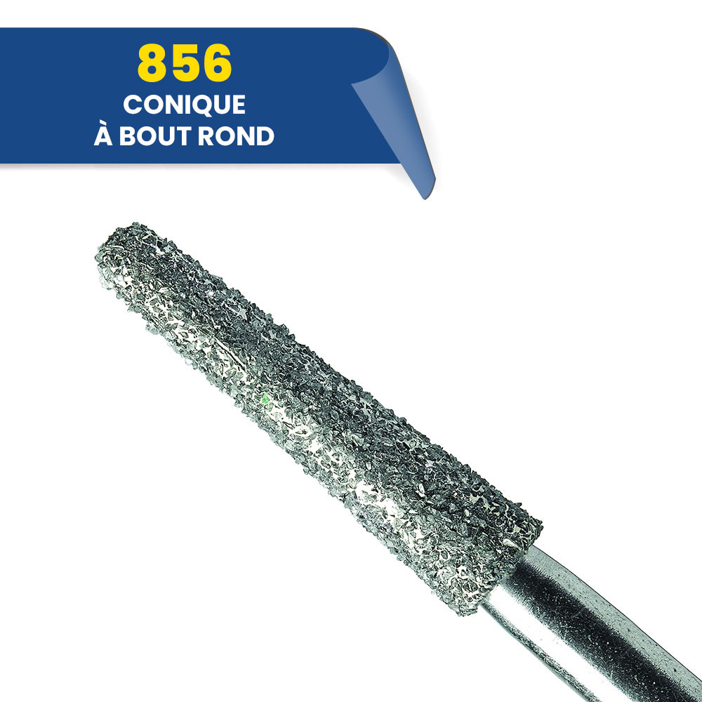 856 - Fraise diamantée conique bout rond (bte de 25)