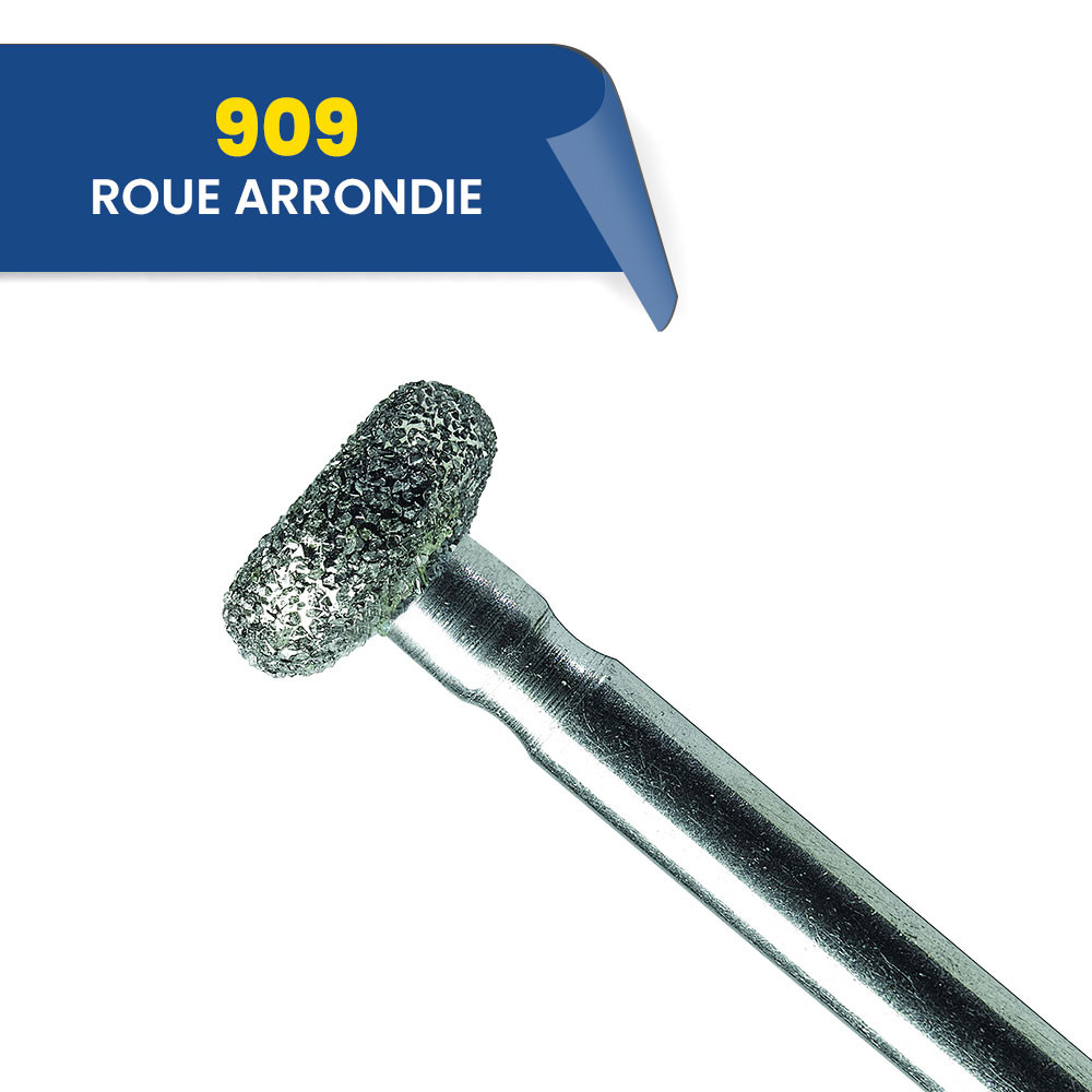 909 - Fraise diamantée FG roue arrondie - 314 042 Gros (bte de 25)