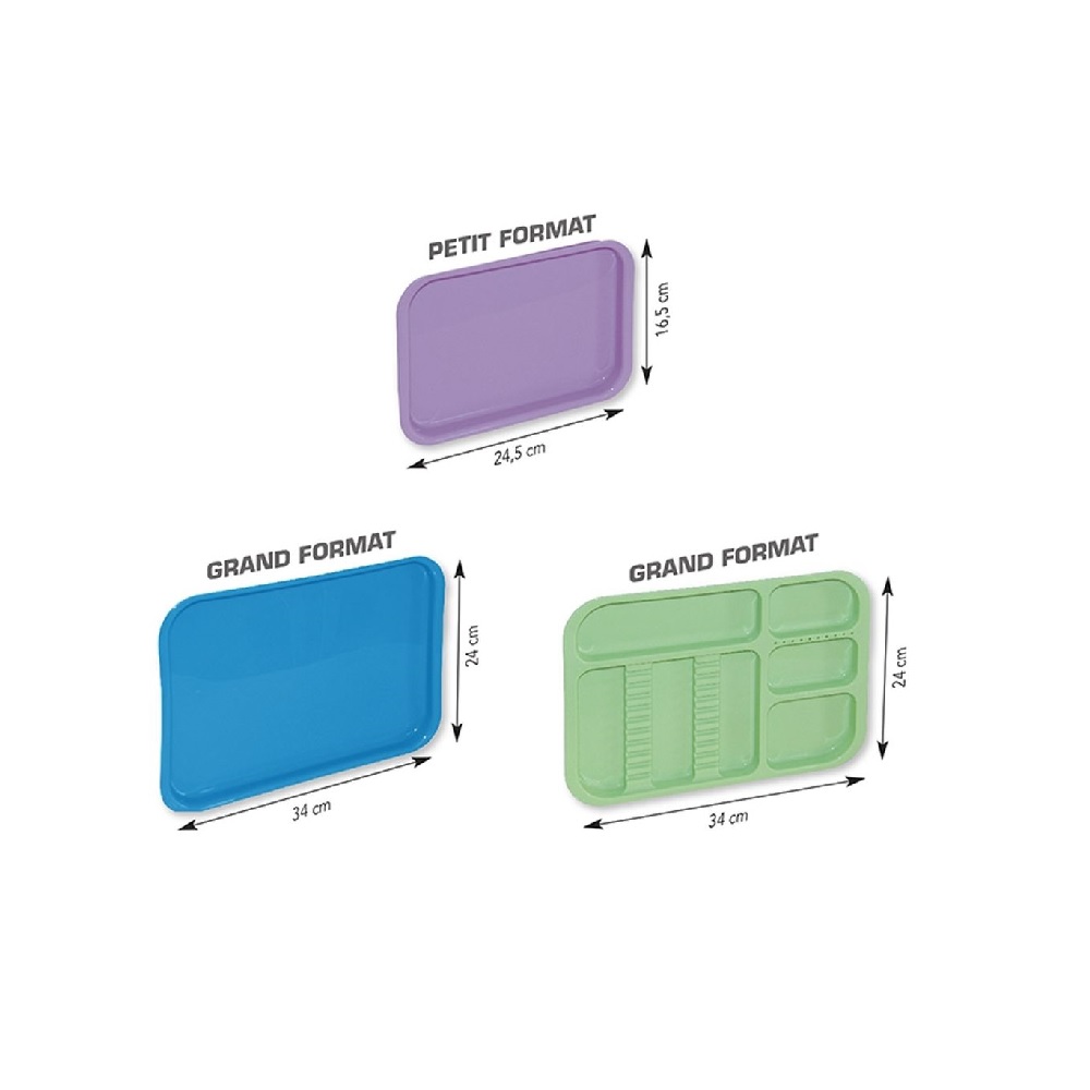 PLATEAUX PLASTIQUE SIMPLE ET COMPARTIMENTÉS