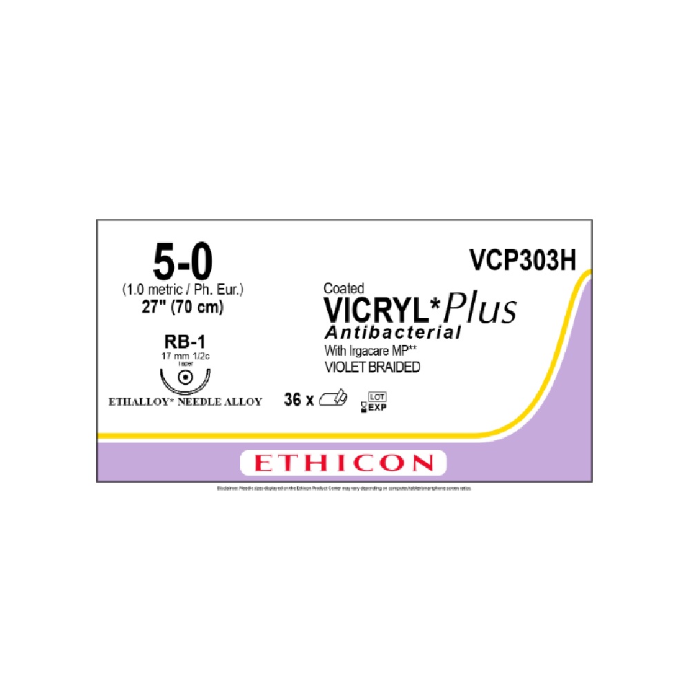 Fil Vicryl Plus violet 5/0  70 cm  VCP33H  (36)