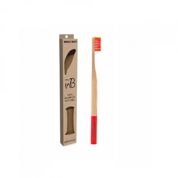 Brosse à dents enfant rouge bambou (1) Brosse à dents enfant rouge bambou (1)