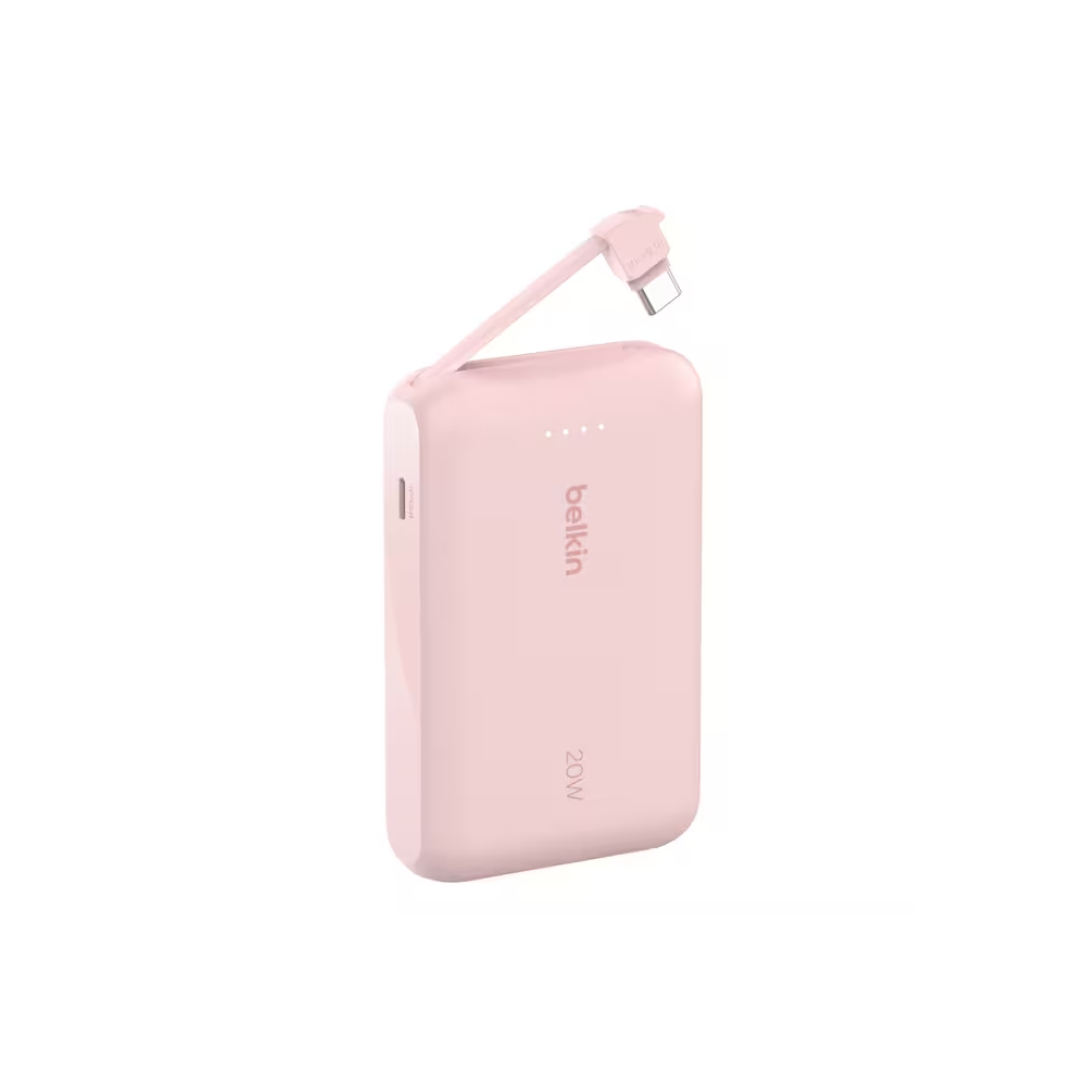Batterie externe avec câble intégré - rose