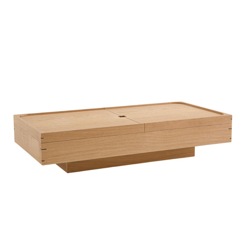 Table basse de rangement Hibashi - chêne