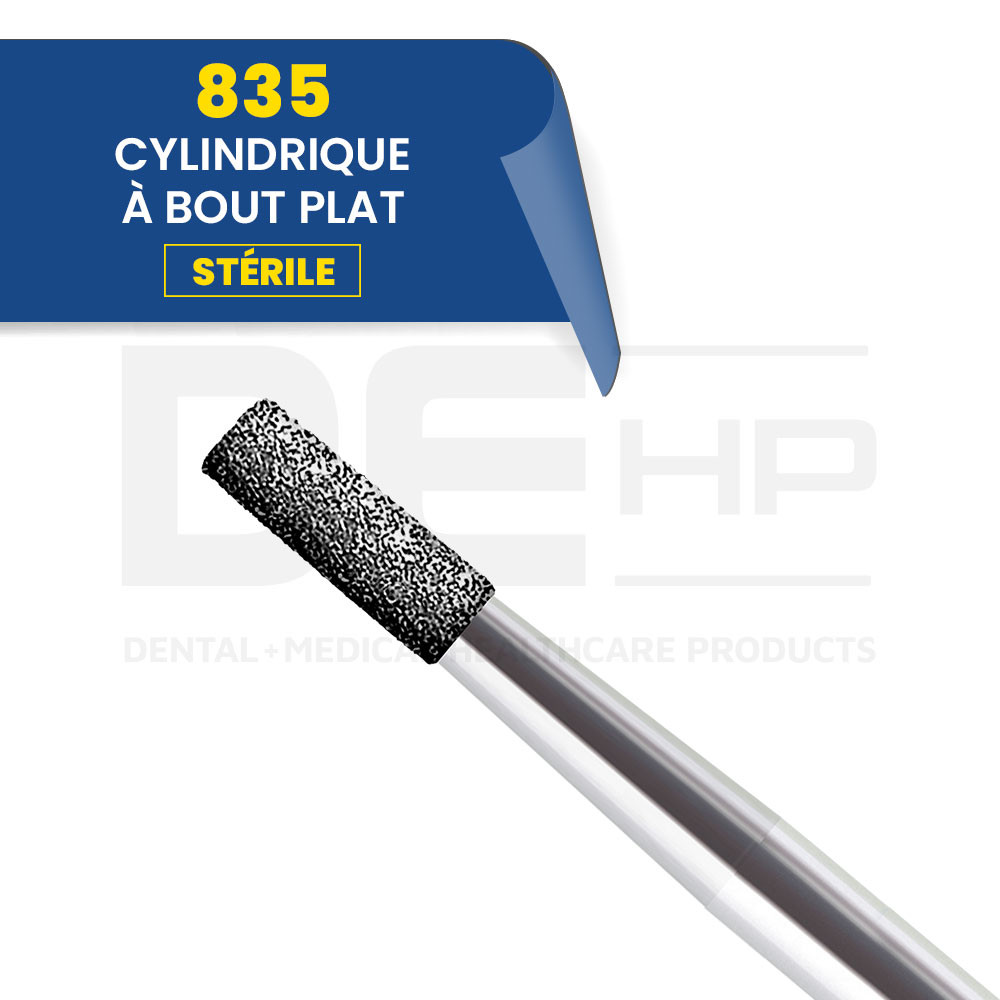 835 - Fraise diamantée cylindrique bout plat (bte de 25)