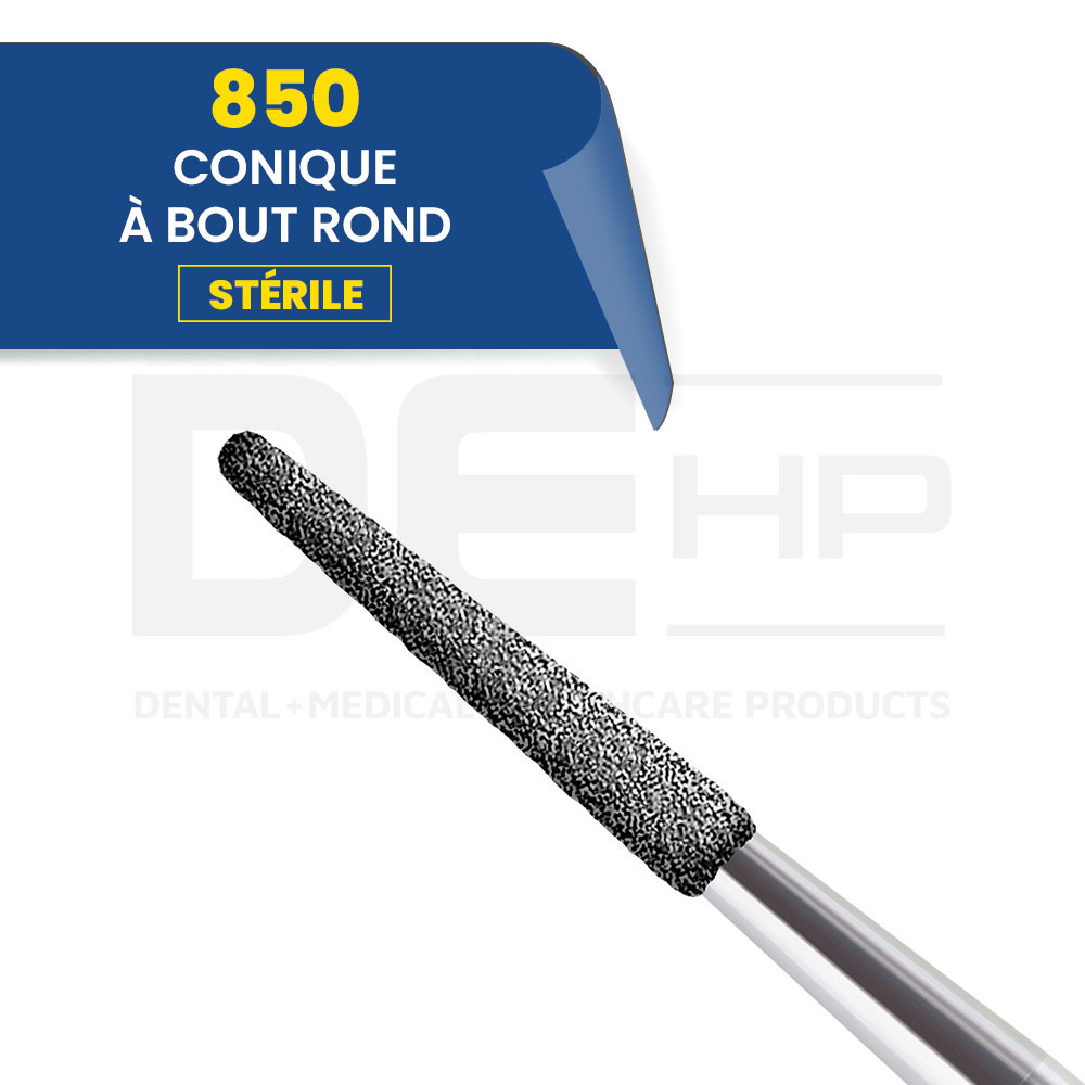 850 - Fraise diamantée conique bout rond (bte de 25)