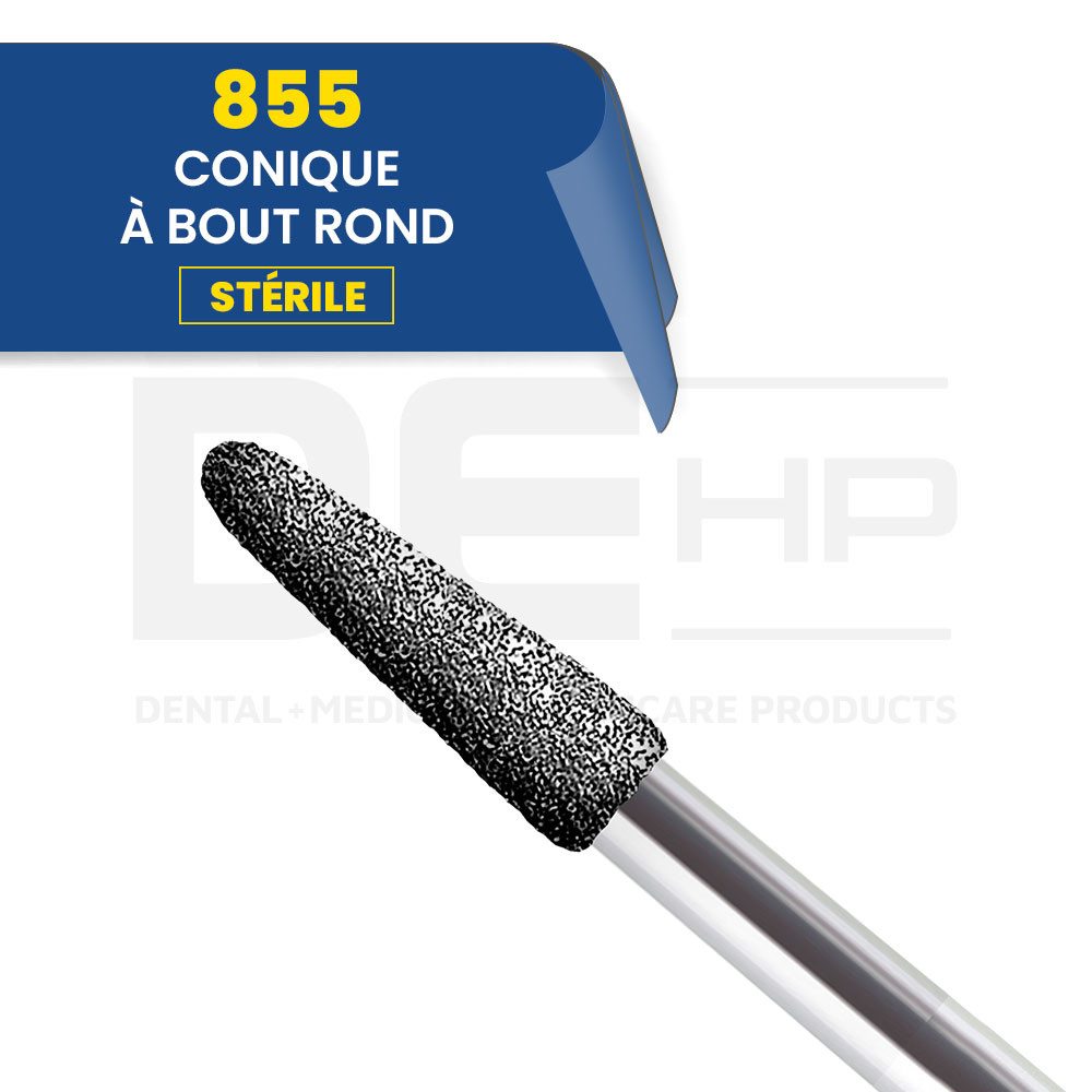 855 - Fraise diamantée conique bout rond (bte de 25) 