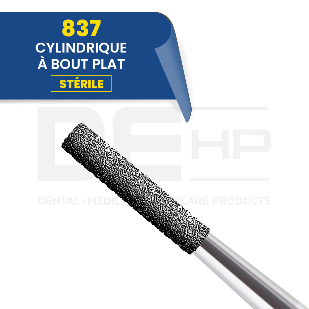 837 - Fraise diamantée cylindrique bout plat (bte de 25)