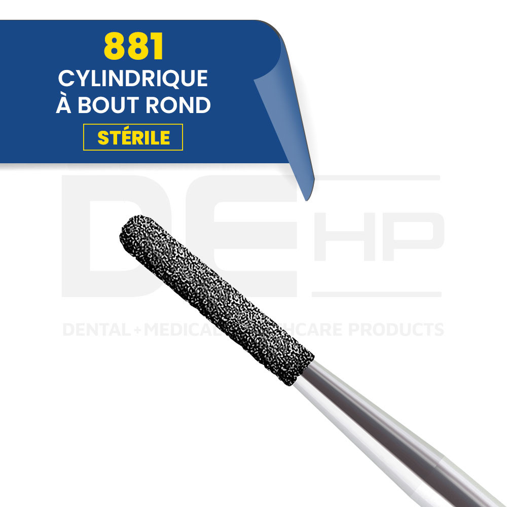 881 - Fraise diamantée cylindrique bout rond (bte de 25)