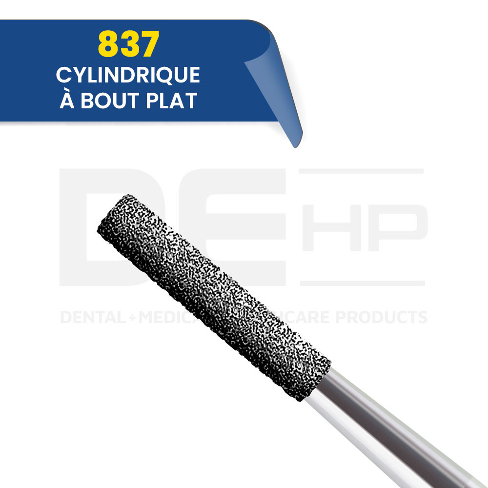 837 - Fraise diamantée cylindrique bout plat (bte de 5)