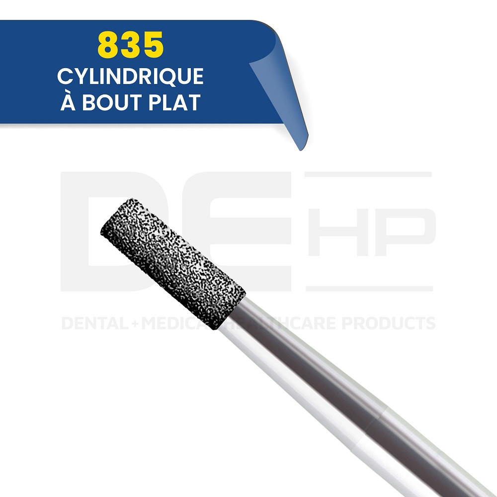 835 - Fraise diamantée cylindrique bout plat (bte de 5)