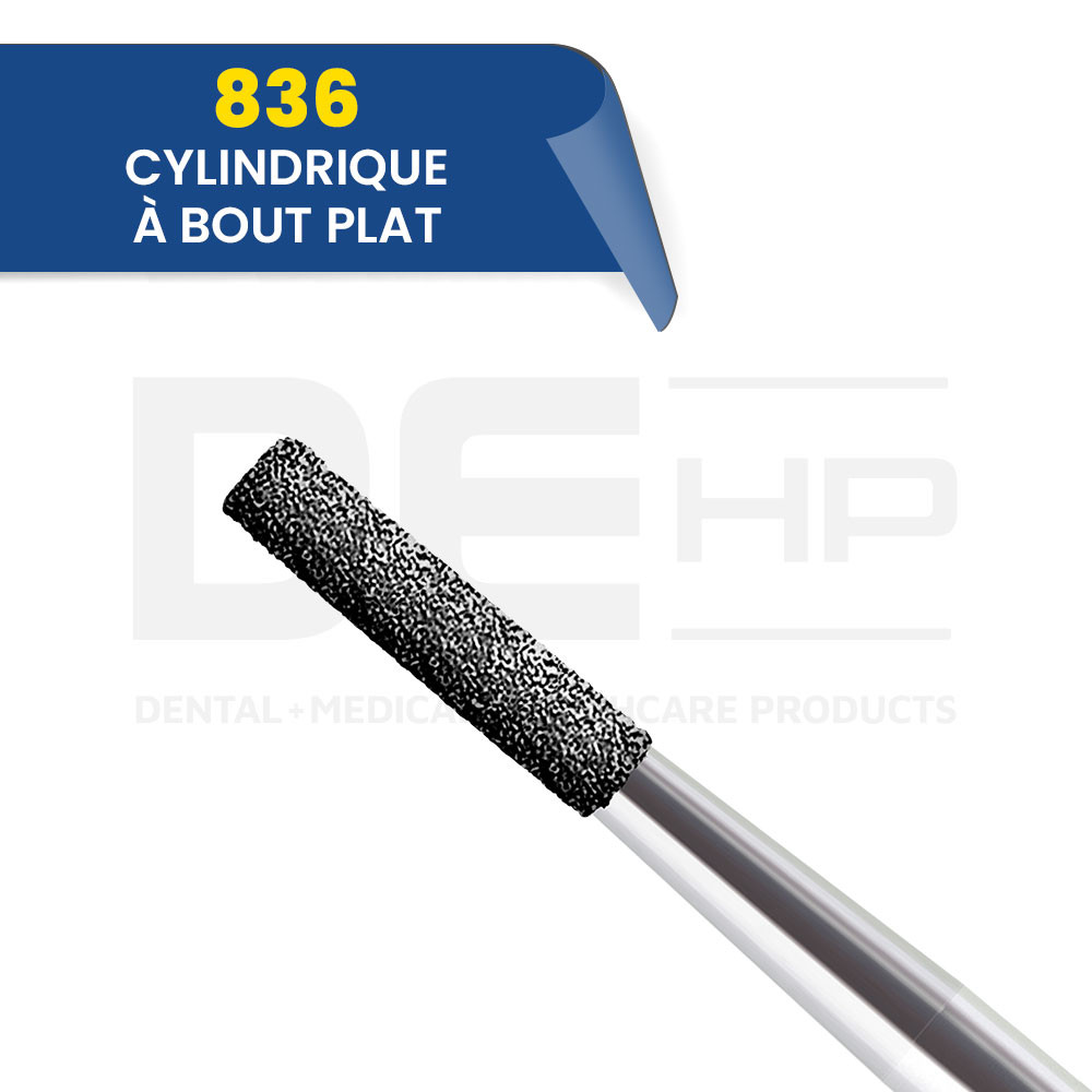 836 - Fraise diamantée cylindrique bout plat (bte de 5)