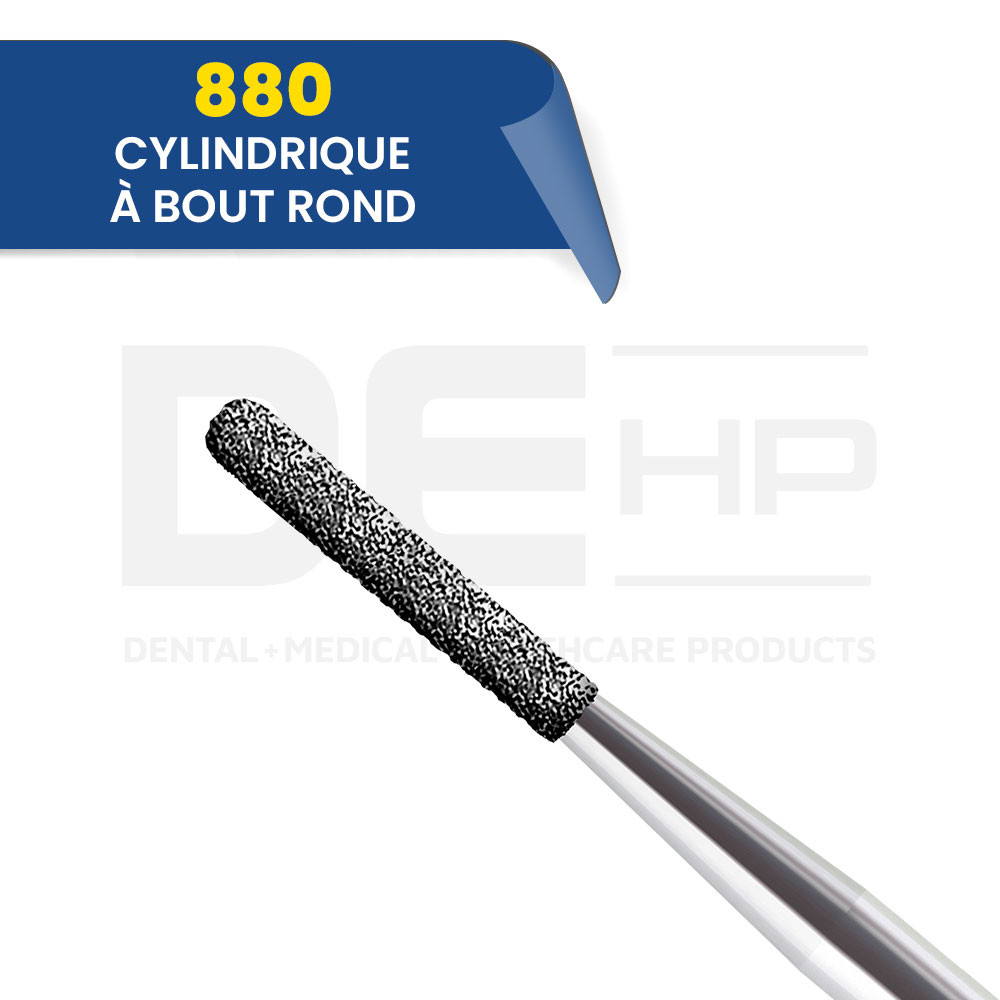 880 - Fraise diamantée cylindrique bout rond (bte de 5)