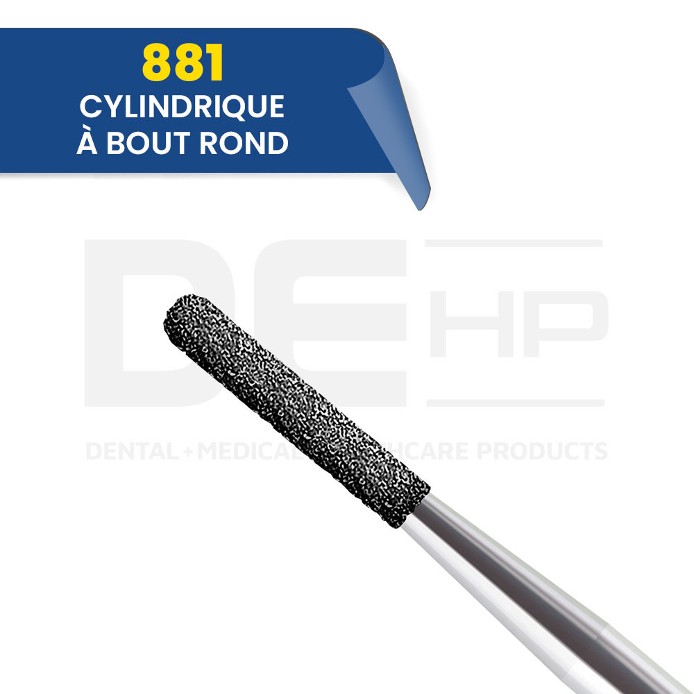 881 - Fraise diamantée cylindrique bout rond (bte de 5)