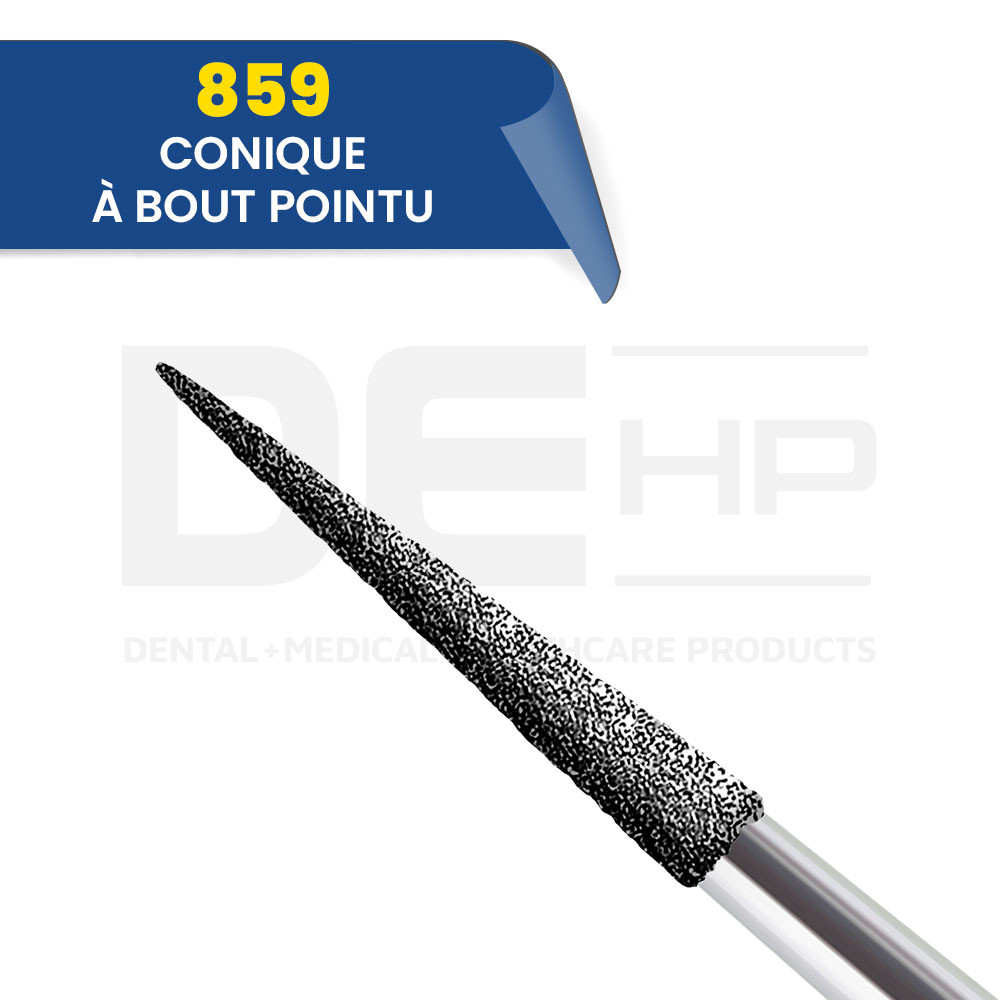 859 - Fraise diamantée conique bout pointu (bte de 5)