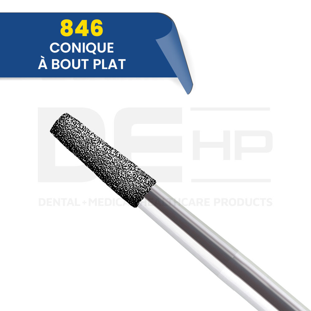 846 - Fraise diamantée conique bout plat (bte de 5)