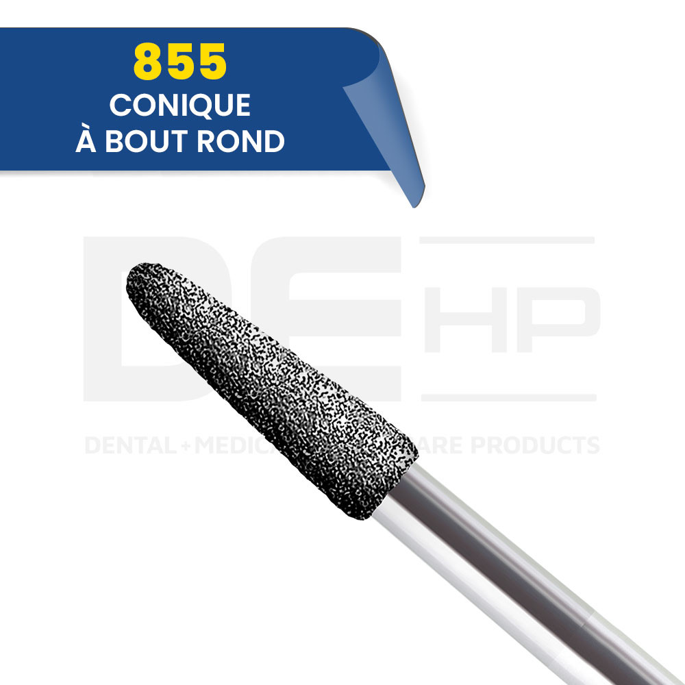 855 - Fraise diamantée conique bout rond (bte de 5)