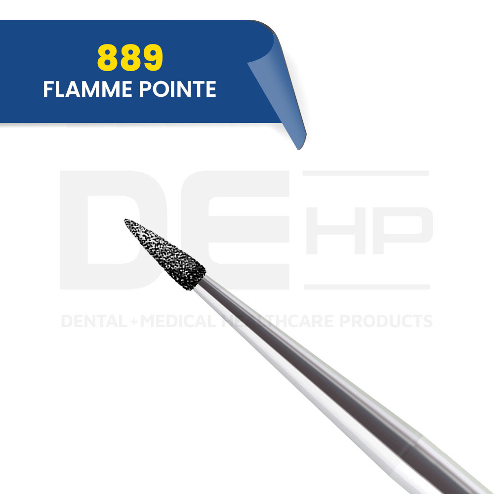 889 - Fraise diamantée flamme pointe (bte de 5)
