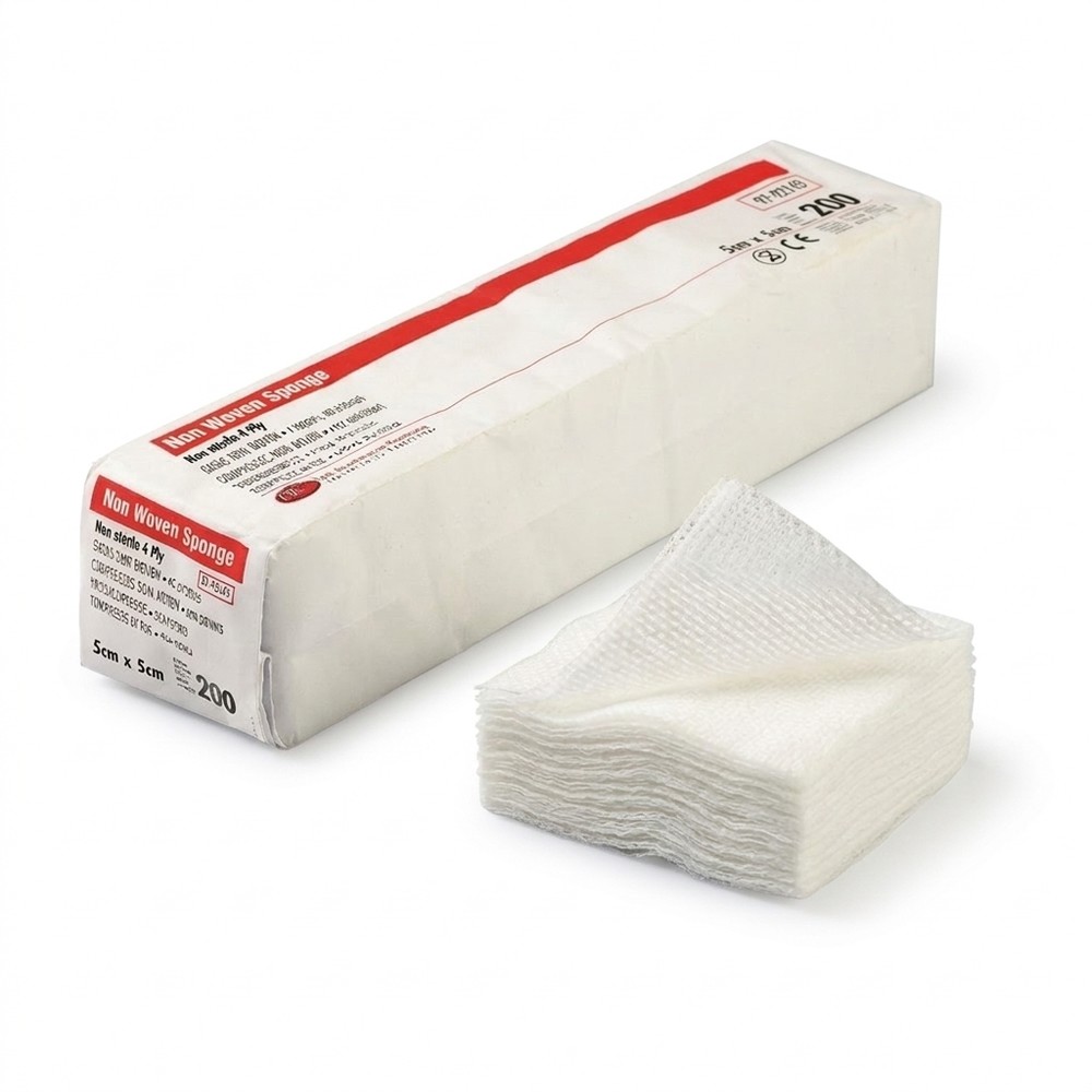 Compresses non tissées non stériles 4 plis 5 x 5 cm - paquet de 200