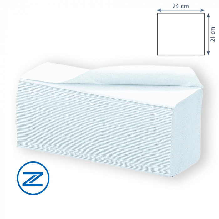 Essuie-mains pliés en Z blancs 21 x 24 cm - 20 paquets de 160 feuilles Essuie-mains pliés en Z blancs 21 x 24 cm - 20 paquets de 160 feuilles