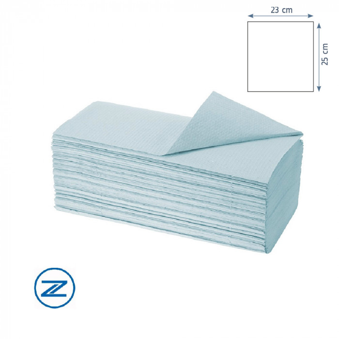 Essuie-mains pliés Z recyclés bleus 23x25cm Essuie-mains pliés Z recyclés bleus 23x25cm