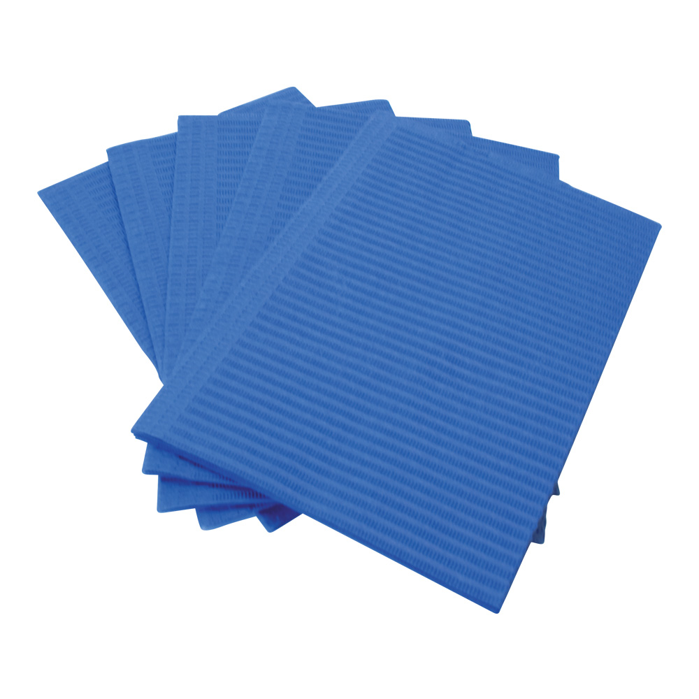 Serviettes patients plastifiées bleu foncé - colis de 500