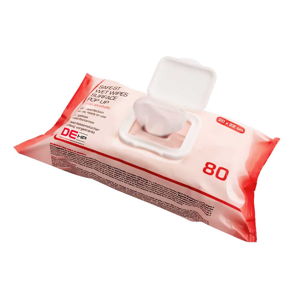 Lingettes épaisses sans alcool Safe-St Plus Pop-Up (80)