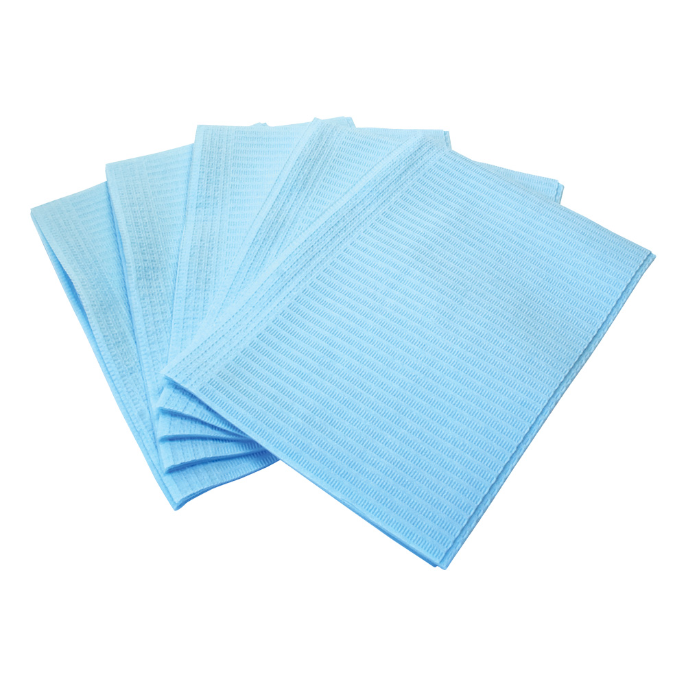 Serviettes patients plastifiées bleues - colis de 500
