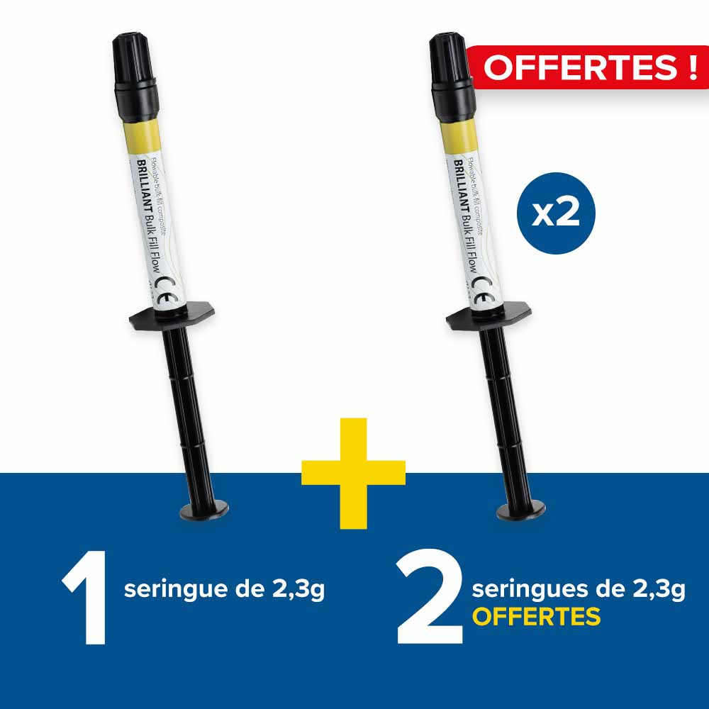1 seringue de 2,3g Brilliant Bulk Fill Flow + 2 seringues offertes