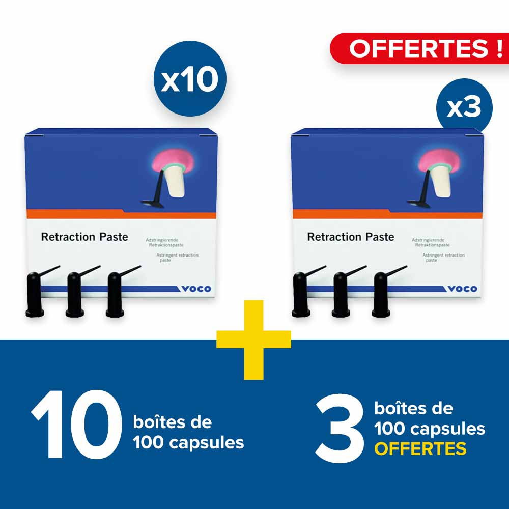 10 boîtes de 100 capsules de pâte de rétractation + 3 boîtes offertes