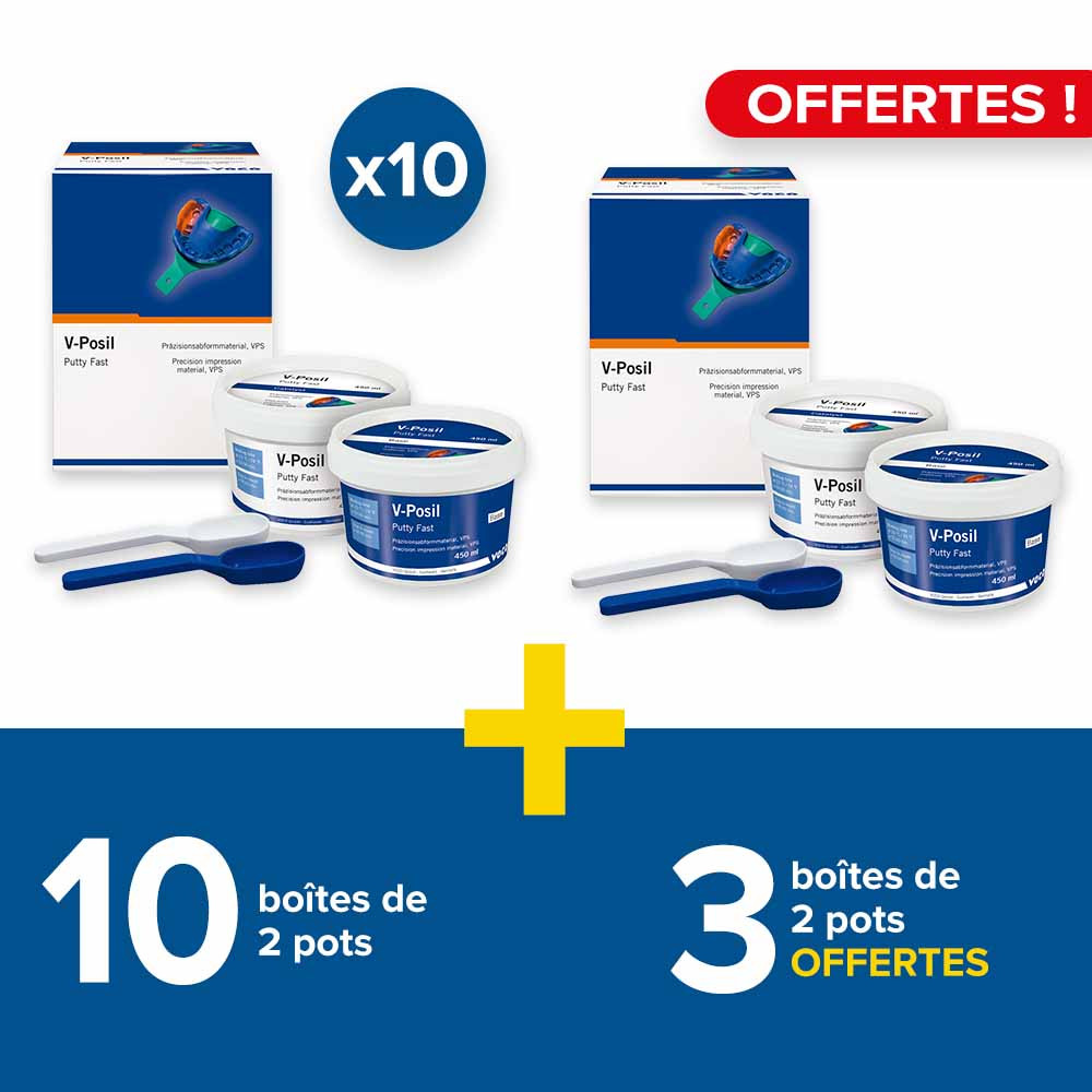 10 boîtes de 2 pots Putty Fast V-Posil + 3 boîtes offertes
