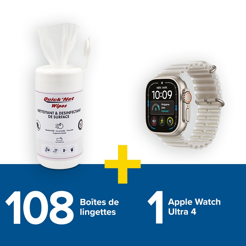 108 boîtes de lingettes + 1 Apple Watch Ultra 4