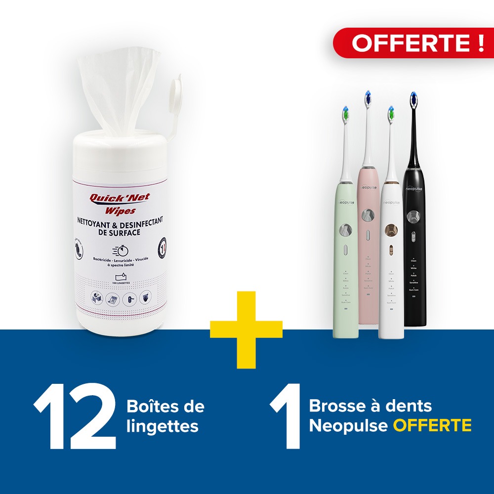 12 boîtes de lingettes Quick'Net + 1 brosse à dents Neopulse offerte