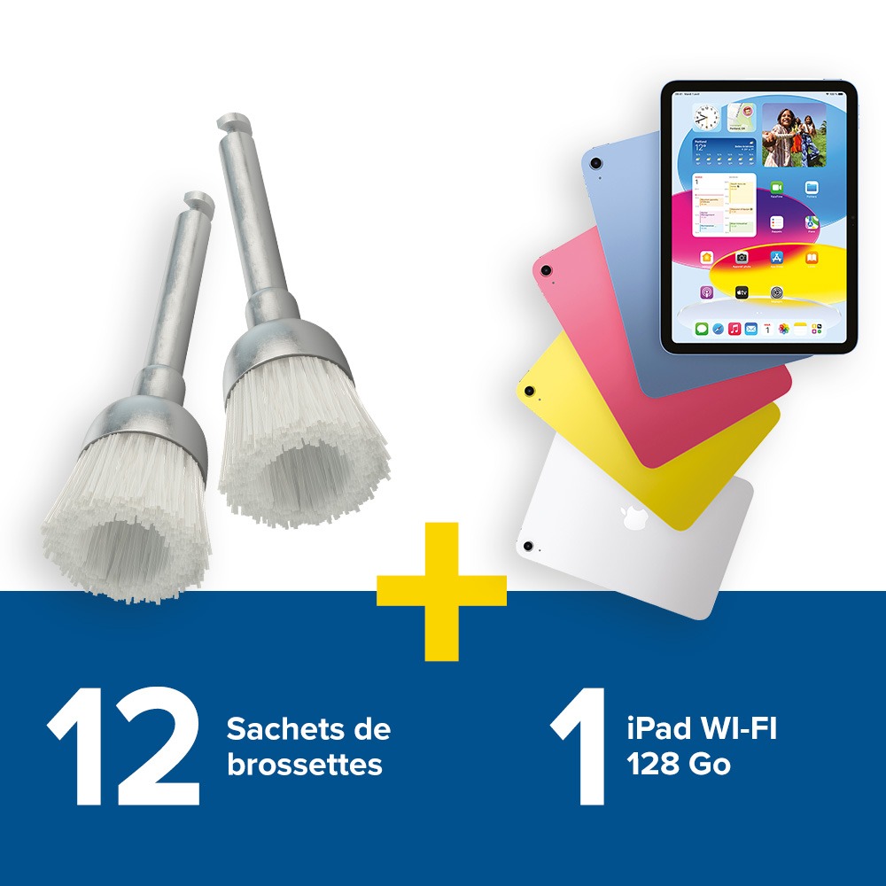 12 sachets de 50 brossettes + 1 iPad Wi-Fi 128 GO