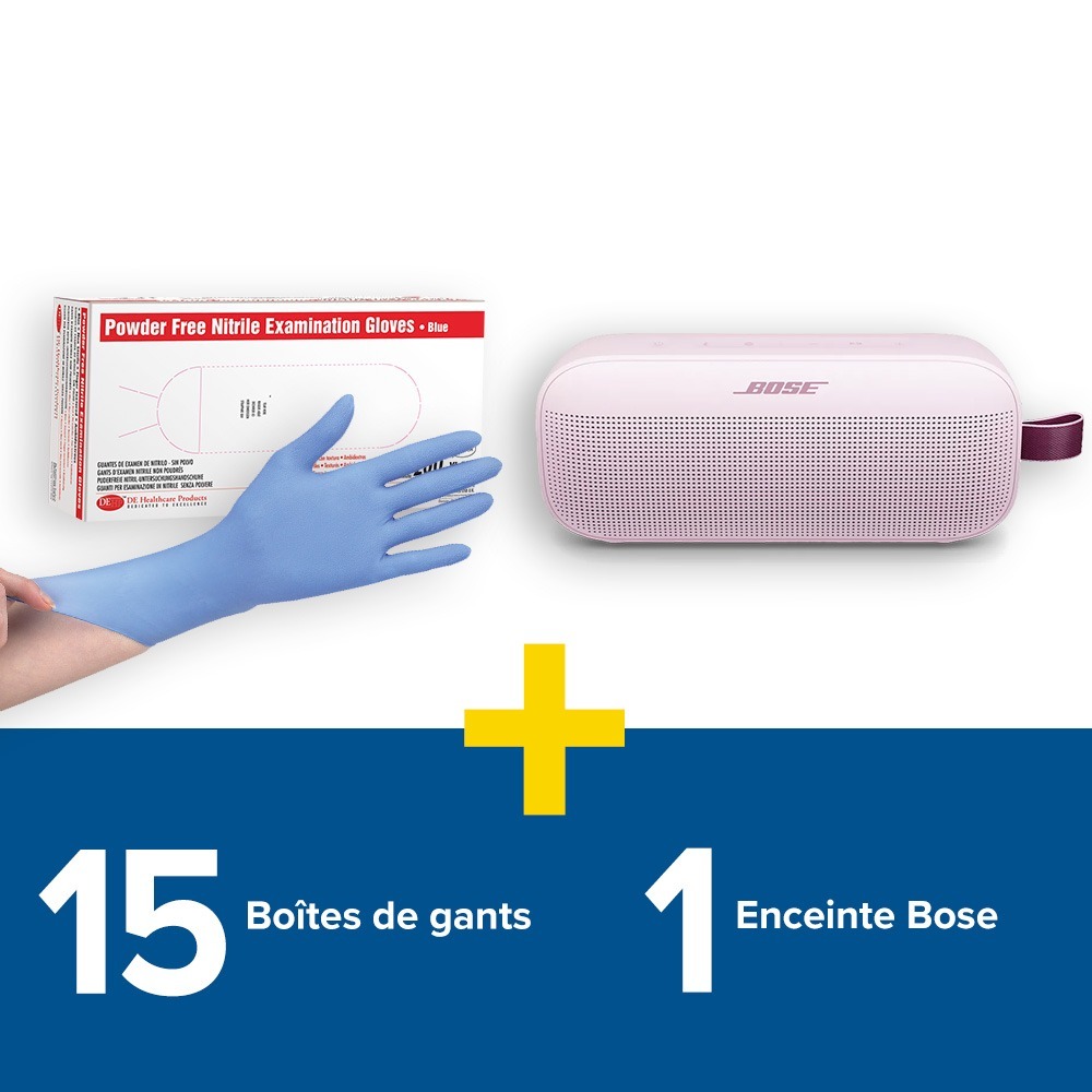 15 boîtes de 200 gants DE + 1 enceinte Bose